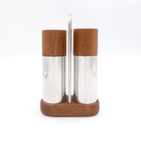 Elegant salt- og peberkværn i mahogni og aluminium