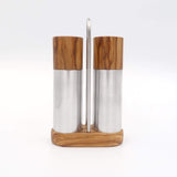 Elegant salt- og peberkværn i oliventræ og aluminium