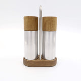 Elegant salt- og peberkværn i røget eg og aluminium