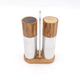 Elegant salt- og peberkværn i oliventræ og aluminium